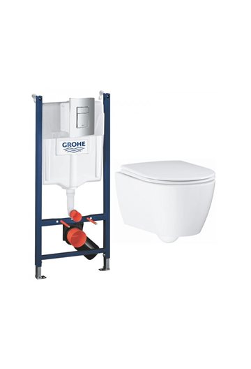 GROHE Essence Alt-i-1 Toiletpakke inkl. Sæde m/softclose, Betjeningsplade i Krom & Cisterne 113cm